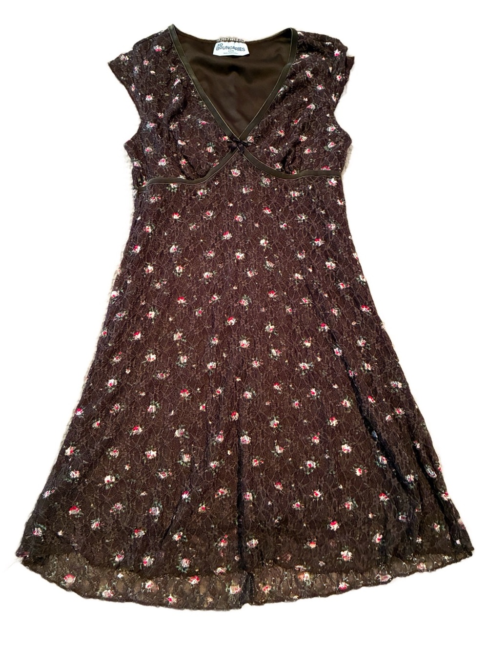 No Boundaries Brown Floral Lace Skater Dress